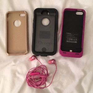 BUNDLE: iPhone 5 cases + earbuds